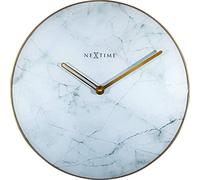 NeXtime - Horloge Murale - Ø 40 cm - Verre/Métal - Blanc - 'Marble'