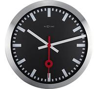 NeXtime Horloge Murale de Gare Station, très silencieuse, Noire, Ronde, ø 35 cm 3999STZW
