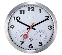 NeXtime Horloge Station Météo Extérieure - Ø35CM - Aluminium - Blanc Clematis