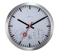 NeXtime Horloge Station Météo Extérieure - Ø35CM - Aluminium - Blanc Clematis