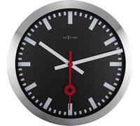 NeXtime Horloge Murale de Gare Station, très silencieuse, Noire, Ronde, ø 35 cm 3999STZW