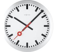 Nextime Station Aluminium Wanduhr - 35cm WD1678 (Taille unique) (Silber)