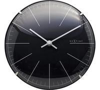 NeXtime Table Murale en Verre - Ø 20 cm - Noir - Grand Dôme à Rayures - 19,5 x 0,04 cm 3506ZW