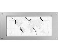 NeXtime Time Zone, mural, rectangulaire, blanc, aluminium, verre, 900 mm