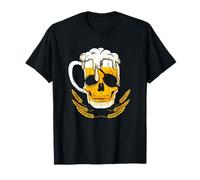 NextLevel Merch T-Shirt Pirate Tête de Mort Bière Unisex Adulte Noir T-Shirt Tête de Mort Bière S