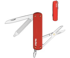 NexTool Couteau de poche, cadeau pour homme, couteau pliable en acier inoxydable, couteau de poche avec ciseaux, mini couteau de poche, une main, porte-clés, 5 fonctions outil de poche pour le camping