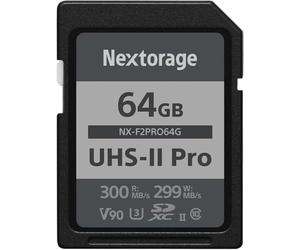 Nextorage Carte SD 64Go, SDXC UHS-II 64GB, SD Card mémoire Japonaise, Accessoires Photo et caméscopes pour appareils Photo Nikon/Canon/Sony/Fujifilm/Nintendo Switch, F2PRO NX-F2PRO64G