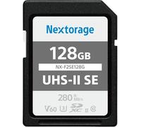 Nextorage Marque Japonaise Carte SD UHS-II 128Go SDXC V60 Vitesse de Lecture maximale 280MB/s Vitesse d'écriture maximale 100MB/s Enregistrement 4K NX-F2SE128G Carte mémoire