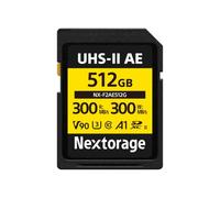 Nextorage Marque Japonaise Carte SD UHS-II 512 Go V90 | V90, Max Lect. 300MB/s, Écr. 300MB/s, 8K, Rafale haute vitesse, Sony, Canon, Nikon, Fujifilm, Panasonic, NX-F2AE512G