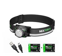 NEXTORCH Lampe frontale rechargeable Estar, lampe frontale puissante de 1 200 lumens avec lumières rouges, faisceau réglable (focalisé ou large), lampe frontale légère (Black 1300lm)