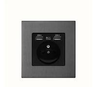 NextP Panneau d'interrupteur à bascule moderne Design futuriste Finition métal Gris (FR+2 prises USB)