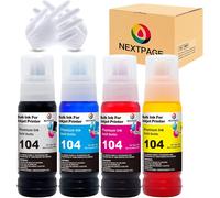 Nextpage 104 Ink Compatible with Epson 104 EcoTank Ink Compatible with Epson EcoTank ET-2710 ET-2720 ET-2870 ET-2871 ET-2875 ET-2876 ET-4700 ET-4800 etc. 104 Multipack 4 Colours