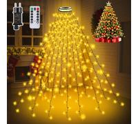 Nextronix Guirlande Lumineuse Sapin de Noel avec Anneau Lumineux, 320 LED Guirlande Lumineuse Sapin 2.5m x 12 avec 8 Modes, étanche IP44,pour Exterieure, Intérieur, Décoration Noël(Blanc Chaud)