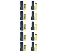 NexusDrive 5pairs XT150 Connecteur de Bougie féminin mâle Plat de 6 mm Tête de Banane pour Les modèles Drone RC compatibles avec Les Applications DC 500V 60A(5pairs Black)
