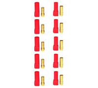 NexusDrive 5pairs XT150 Connecteur de Bougie féminin mâle Plat de 6 mm Tête de Banane pour Les modèles Drone RC compatibles avec Les Applications DC 500V 60A(5pairs Red)