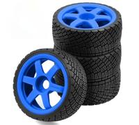 NexusDrive Les pneus et Les Jantes RC 1/7 1/8 à échelle RC Set 100 mm OD 40 mm de Large 17 mm Roues Non liées compatibles avec 1 7 véhicules RC à l'échelle RC et 1 8 Voitures RC à l'échelle(Blue)