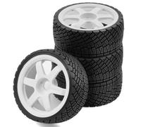 NexusDrive Les pneus et Les Jantes RC 1/7 1/8 à échelle RC Set 100 mm OD 40 mm de Large 17 mm Roues Non liées compatibles avec 1 7 véhicules RC à l'échelle RC et 1 8 Voitures RC à l'échelle(White)