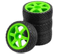 NexusDrive Les pneus et Les Jantes RC 1/7 1/8 à échelle RC Set 100 mm OD 40 mm de Large 17 mm Roues Non liées compatibles avec 1 7 véhicules RC à l'échelle RC et 1 8 Voitures RC à l'échelle(Green)