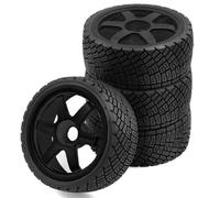 NexusDrive Les pneus et Les Jantes RC 1/7 1/8 à échelle RC Set 100 mm OD 40 mm de Large 17 mm Roues Non liées compatibles avec 1 7 véhicules RC à l'échelle RC et 1 8 Voitures RC à l'échelle(Black)