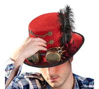 Nexusectar Chapeau Haut de Forme Steampunk, Lunettes Vintage Haut-de-Forme Gothique, En Feltre Réglable pour Hommes Femmes Adultes Costume Théâtre Cosplay