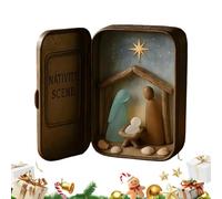 Nexusectar Figurines De La Nativité | Artisanal Verre de Mer Chrétien - Mini Crèche De La Nativité Décoration De Noël - pour Adultes Bureau Étagère Chambre Salon Bureau École Église Ferme Vacances