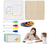 Nexusectar Géoplan en bois pour jeunes , éducation à la manipulation mathématique pour avec cartes de défi pour créer des formes géométriques, Stem