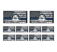 Nexusectar Lot de 10 badges commémoratifs avec drapeau américain - 17 cm - Papier adhésif pour application de la loi