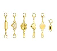 Nexusectar Lot de 6 fermoirs magnétiques pour colliers d'extenseur de chaîne, rallonge pour réparation de colliers avec crochets à homard pour création de bijoux d'anniversaire de mariage de vacances