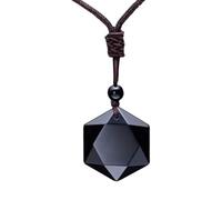 Nexusectar Pendentif Hexagramme Obsidienne | Pierre D’obsidienne Noire Pour La Protection | Collier En Pierre Naturelle Glace Translucide, Collier Pendentif Amour Pour Hommes Femmes