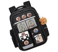 Nexusectar Sac à dos étanche multi-compartiments pour hamster de grande | Jolis badges et breloques de sac pour enfants, garçons, filles, livres, papeterie, outils, école, voyage