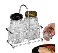 Nexusectar Set de Salière et Poivrière | Ensemble De Salière Et Poivrière Transparent - Bocaux À Épices Pour Organisation Cuisine Étagère Appartement Camping Comptoir -Manger Pique-Nique Maison