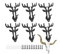 Nexusectar Support mural de tête de cerf, crochet de montage du crâne - Hooker tête de mort en bois d'acier Hooker 6x - Écran de montage mural de la maison de têtes de cerf