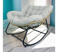 NexusGoods Fauteuil À Bascule Adulte, Chaise Œuf, Fauteuil À Bascule pour Salon, Salon De Jardin en Rotin Et Osier pour Patio, Balcon (Gris,Grande Taille)