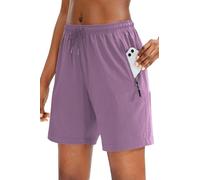 NEYOUQE Jogging Femme Short Sport Shorts et Bermudas ete Taille Elastique Mode randonnée Poche Cordon avec Fermeture éclair Violet M