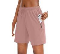 NEYOUQE Jogging Femme Short Sport Shorts et Bermudas ete Taille Elastique Mode randonnée Poche Cordon avec Fermeture éclair Rose foncé M