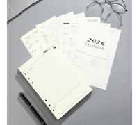 NEYSA Recharge journalière 2026 de janvier à décembre 2026, aperçu mensuel annuel, notes, contact, 6 trous, page par jour pour organiseur/classeur A5 (recharge A5)