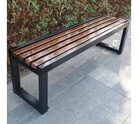 NEYTIIR Banc De Jardin À Lattes, Banc D'extérieur en Bois sans Dossier avec Structure Métallique, Mobilier De Terrasse Et De Jardin, Idéal for Hôpital, École Ou Place Publique.(150x40x45cm)