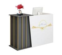 NEYTIIR Comptoir d'accueil Professionnel, Comptoir De Réception, Table De Réception Petit Comptoirs Moderne avec Tiroir Verrouillable De Caisse pour Salon De Beauté(B,140CM)