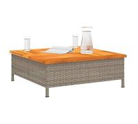 NEYTIIR Table Basse De Patio en Rotin avec Plateau en Acacia Massif, Table D'appoint Carrée D'extérieur avec Trou for Parasol, for Jardin, Balcon, Bord De Piscine
