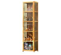 NEYTIIR Vitrine en Acrylique for Objets De Collection, Meuble De Rangement avec Portes, Design À Double Porte, Transparent sur Trois Côtés, for Divers Rangements À Domicile(Wood Color,42x33x161cm)