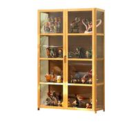 NEYTIIR Vitrine en Acrylique for Objets De Collection, Meuble De Rangement avec Portes, Design À Double Porte, Transparent sur Trois Côtés, for Divers Rangements À Domicile(Wood Color,82x33x130cm)