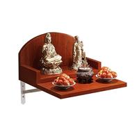 NEYTIIR Wall-Mounted Buddha Altar Shelf, Wooden Buddhist with Metal Support Frame, Fence Design on Both Sides, Guanyin Cabinet Ancestral Shrine(A,Small)