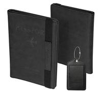 NEYYOS® - Pochette de passeport, Housse RFID pour 1-4 passeports, accessoires organisateur et protecteur, portefeuille de passeports, porte-cartes, pochette à Carte de voyage cuir PU, Couverture, Etui