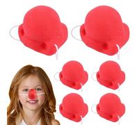 Nez de clown rouge, nez de clown pour adultes | 6 nez fantaisie, visage en caoutchouc, nez de clown blanc avec caoutchouc pour le jour du nez de clown, anniversaire, , farce costumée de fête d'a