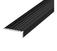 Nez de marche auto-adhésif, 1 nez de marche en aluminium noir 35 pouces - Bordure antidérapante for usage intérieur et extérieur(WxH 5x2cm)