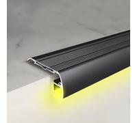 Nez de Marche Bande De Protection De Bordure D'escalier En Forme De L Avec Canal LED Lumineux, Garniture De Bord De Nez De Marche En Aluminium Pour Marches En Bois Et Béton, Bandes De Roulement En Vin