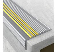 Nez De Marche En Aluminium Forme De L, Adhésif Profil D’angle pour Marches, Protection De Bord D'escalier Antidérapant pour Bois, Vinyle Et Carrelage(Gray,1m/3.3ft)