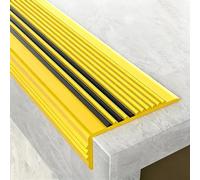 Nez De Marche En Aluminium Forme De L, Adhésif Profil D’angle pour Marches, Protection De Bord D'escalier Antidérapant pour Bois, Vinyle Et Carrelage(Yellow,1.2m/3.9ft)