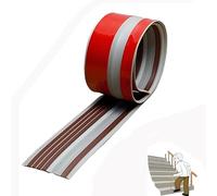 Nez de marche en caoutchouc vinyle phosphorescent, protecteur de bord d'escalier autocollant intérieur/extérieur, ruban de protection for nez de marche, garniture de marche d'escalier(Brown,70in/1.77m