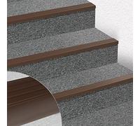 Nez de marche en PVC durable - Profilés d'escalier "Toronto" - Matériel de montage inclus - Cornière d'escalier fixation par chevilles et vis (inclus) ou colle adaptée (100 cm, Brun)